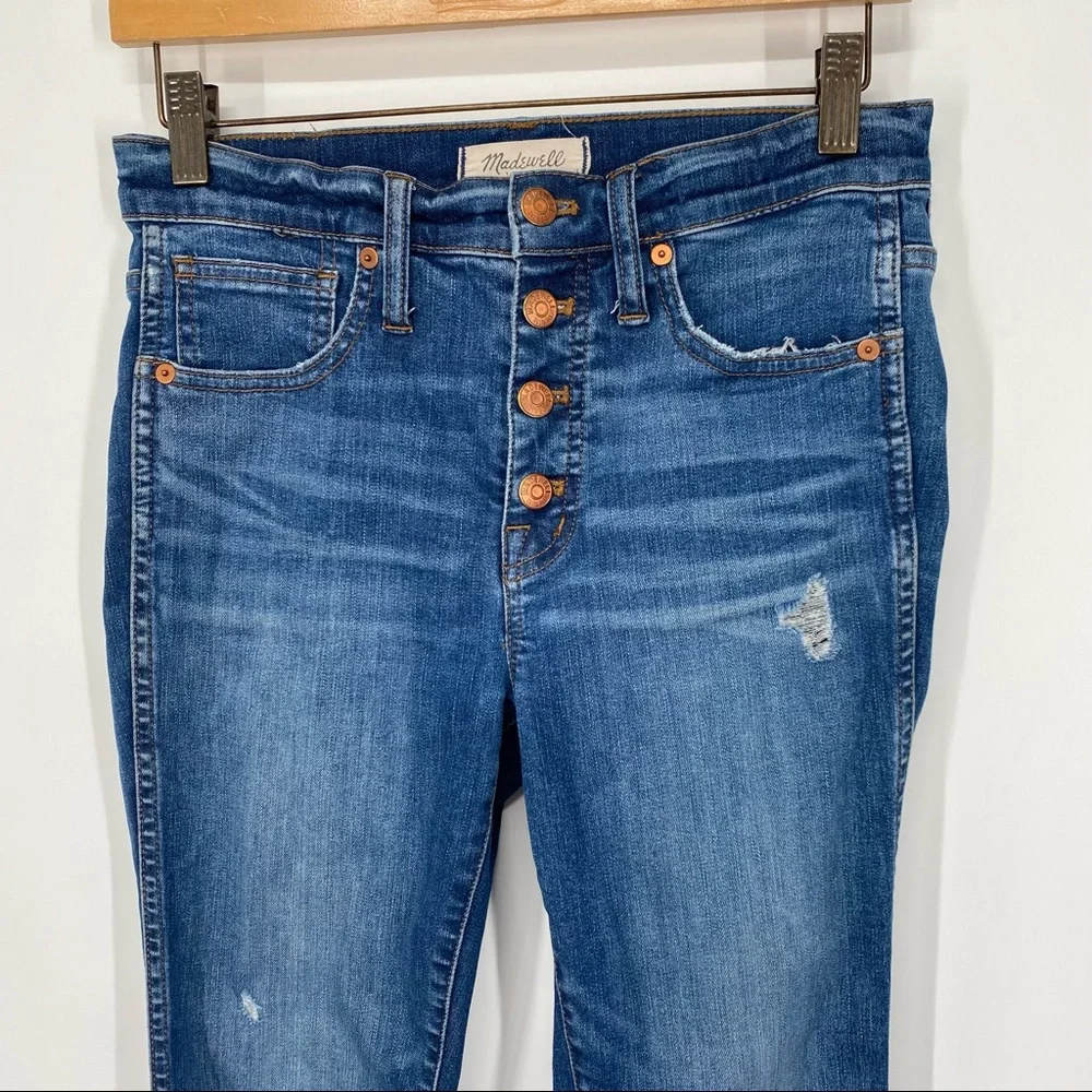 SOLD Madewell 10” High Rise Skinny Button Fly Released Hem Jeans - Picture 3 of 7